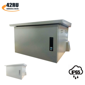 Gabinete de Pared 4RU para Exterior 24.50 alto x 0.55 ancho x 0.45 metros profundidad, Pintura en Color Gris Epoxico especial para exteriores .