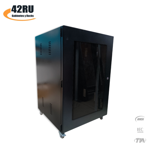 Gabinete de Piso 20RU Económico ideal para Redes, Video Vigilancia y equipos de telecomunicaciones en centros de datos y Video Seguridad