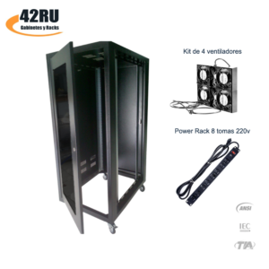 Gabinete de Piso 24RU con Ventilador y Power Rack