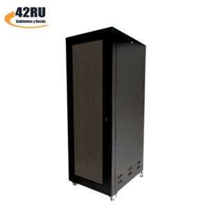 El Gabinete de piso 32RU 1.50x60x100 cm Puerta Vidrio cumple el estándar de la industria de telecomunicaciones, centros de datos y video vigilancia