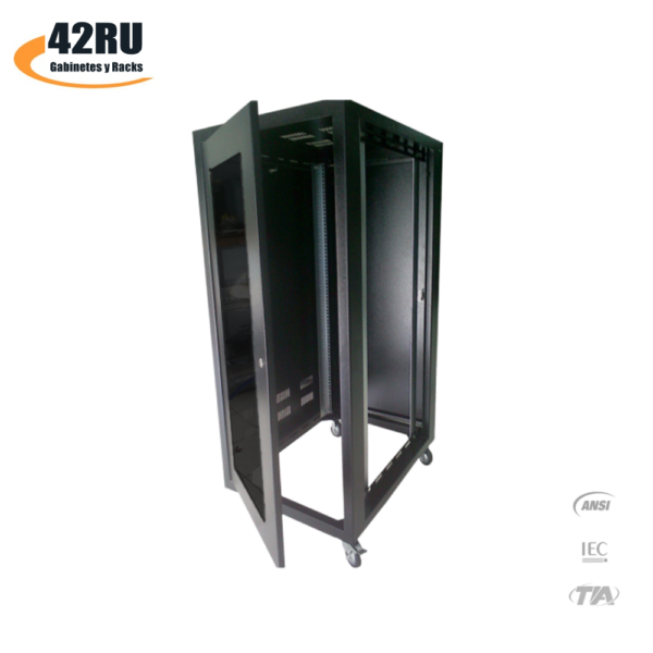 El Gabinete de 32RU 1.50x60x80 cm Puerta Vidrio cumple el estándar de la industria de telecomunicaciones, centros de datos y video vigilancia