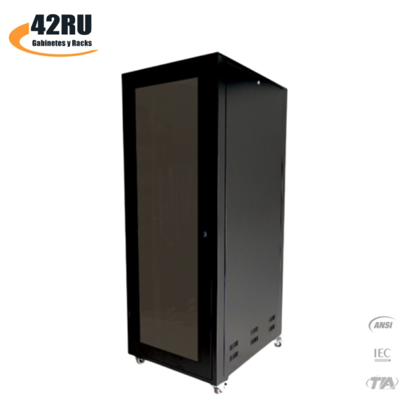 El Gabinete de 32RU 1.50x60x80 cm Puerta Vidrio cumple el estándar de la industria de telecomunicaciones, centros de datos y video vigilancia